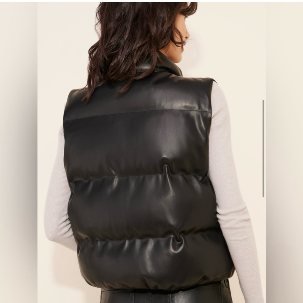 Black Puffer Cropped Vegan Leather - Picture 3 of 5